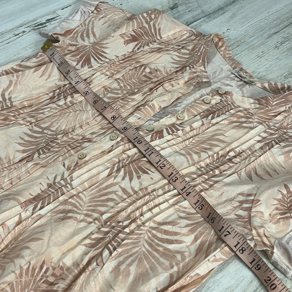 Faherty Gemina Linen Blend Shift Dress in Peach Palms Size Small - Picture 8 of 12